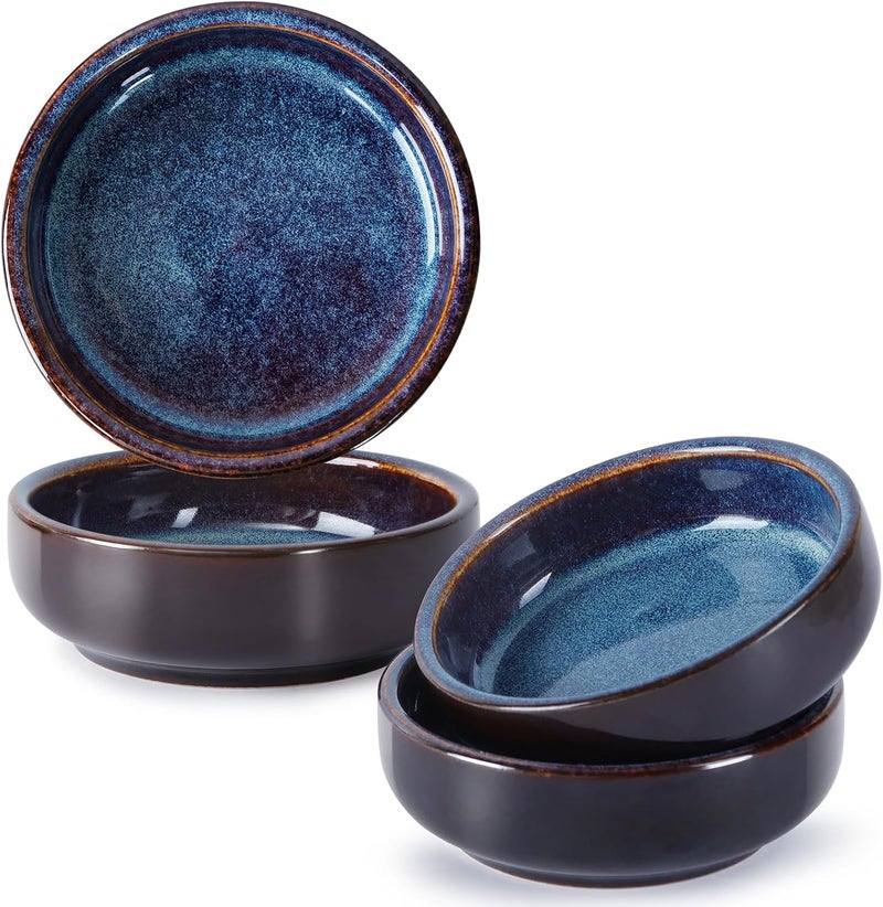 NUTRIUPS 4 Pack Soy Sauce Dish 2oz Ceramic Dipping Bowls 3.65inch Dipping Sauce Bowl Small Bowls for Side Dishes (Starry Sky Blue-Set of 4) - Image 1